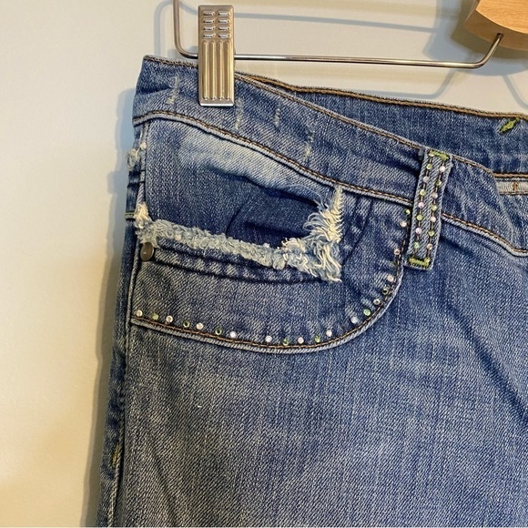 X2 Denim Laboratory Ultra Low Rise Embellished Flare Jean, Size 30 - Picture 5 of 15